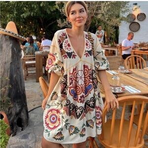 Zara Multicolor Embroidered Dress